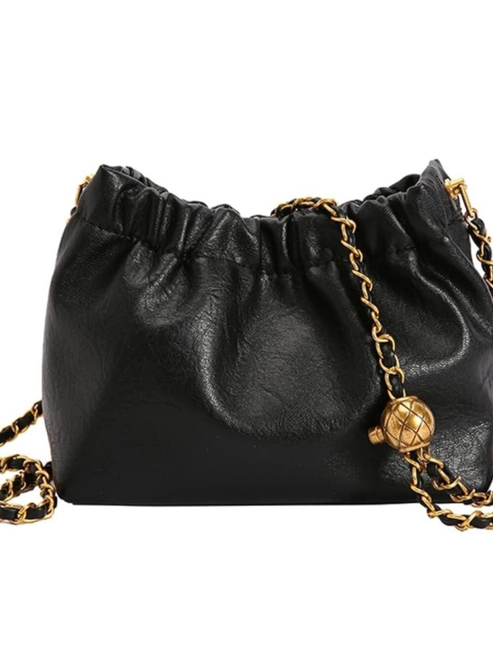 Womens Unbranded Leather Chain Hobo Bag/Shoulder/Crossbody- Drawstring Purse